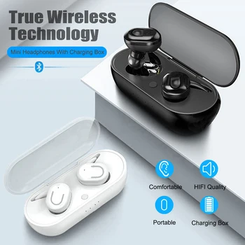 Nye TWS Bluetooth-5.0 Øretelefoner 500mAh Opladning Max Trådløse Hovedtelefoner 9D Stereo Sport Earbuds Headsets Med Mikrofon