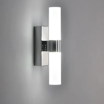 AC85-265V 6W Dobbelt hoveder akryl LED-væg lys for Hotel/Soveværelse Væg lamper til badeværelse Rustfrit stål LED-spejl-lys