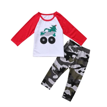 Sæt 2STK lille Barn Børn Baby Dreng langærmet Bomulds T-shirt, Toppe Camouflage Bukser Varme Tøj til Børn Tøj Sæt