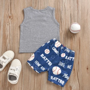 2020 Nyfødte Spædbarn Baby Drenge Tøj Sæt Baseball Brev Print Bodysuit/Vest Toppe+Shorts/Bukser, Hatte Outfits 0-2Y