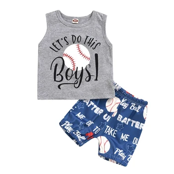 2020 Nyfødte Spædbarn Baby Drenge Tøj Sæt Baseball Brev Print Bodysuit/Vest Toppe+Shorts/Bukser, Hatte Outfits 0-2Y