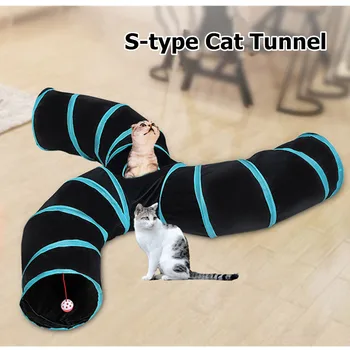 S-type 3 Huller Sammenklappelig Kat Tunnel Pet Rør Sammenklappelig Spille Toy Indendørs Udendørs Kat Hvalp Uddannelse Kat Legetøj Telt Rør