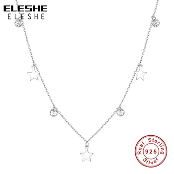 ELESHE 925 Sterling Sølv Stjerne Vedhæng Halskæder Blændende Cubic Zirconia Kæde Halskæde til Kvinder Bryllup Smykker Gave