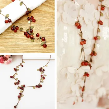MINHIN Nyt Design, Lang Halskæde til Kvinder Red Cherry Perler, Reb Halskæde Kostume Smykker Krave