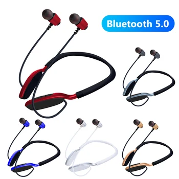 NY Bluetooth-5.0 Stereo High Fidelity Lavt Strømforbrug Støtte TF Kort Sport In-Ear Hængende Hals Øretelefon