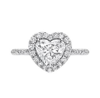 Klassisk 925 Sterling Sølv Hjerte 3ct Simuleret Diamant Bryllup Engagement Cocktail topas Ædelsten Ringe til Kvinder Smykker