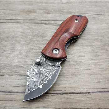 Dropshipping miniDamascus stål klinge lomme folde kniv udendørs overlevelse knifeUtility kniv kniv camping