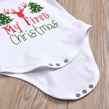 Body Baby Sætter Min Første Jul Tøj til Nyfødte Børn, Piger, Drenge Tøj 3stk Sparkedragt+Bukser+Hat Sat Nye År Kostume