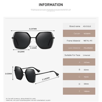 AEVOGUE Nye Kvinder, Mode, Rejser Polygon Polariserede Solbriller Kørsel Udendørs Gradient Linse Oversize Briller UV400 AE0828