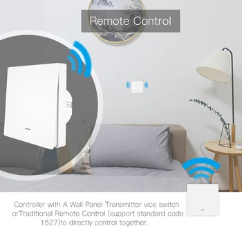 WiFi Smart væglampe Skifte RF433 Tryk på Knappen Senderen Smart liv Tuya App Fjernbetjeningen Fungerer sammen med Alexa, Google Startside