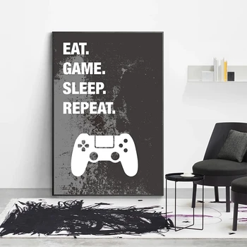 Eat Sleep Spil Gentag Gaming Væg Kunst Plakat Gamer Lærred Maleri Plakat og Print til Drenge Værelset Dekorative Billede Legerum