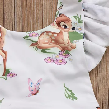 2018 Detail Baby Piger Bebes Tøj Nyfødte Søde Hjorte Flæser Ærmer Bomuld Baby Bodyer Hovedbøjle 2stk Baby Unisex Tøj