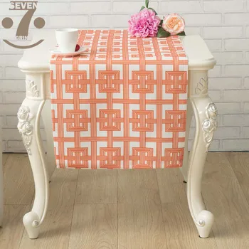 33x140cm Søde Orange Farve Geometriske Trykt bordløber Tyk Plushed Stof Tabel Dække For boligindretning