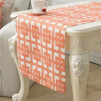 33x140cm Søde Orange Farve Geometriske Trykt bordløber Tyk Plushed Stof Tabel Dække For boligindretning