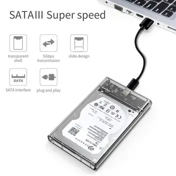 USB-3.1 bærbare Harddisk Kabinet 2,5 tommer Gennemsigtige SATA III til Type C for HDD/SSD 5 Gpbs Eksterne Harddisk Kabinet