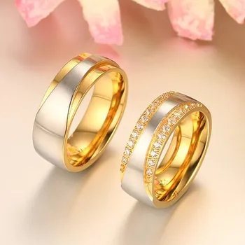Par Bryllup Band Mænds Ringe, Guld Farve Alliance anillos anel bague Løfte om Kærlighed, Engagement Ringe for Kvinder Valentine ' s Day
