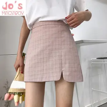 Sommeren Kawaii Kvinder Plaid A-Line Nederdel, Casual Vintage Koreanske Høj Talje Mini-Nederdele, Søde Søde Kvindelige Empire Over Knæet Nederdel