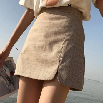 Sommeren Kawaii Kvinder Plaid A-Line Nederdel, Casual Vintage Koreanske Høj Talje Mini-Nederdele, Søde Søde Kvindelige Empire Over Knæet Nederdel