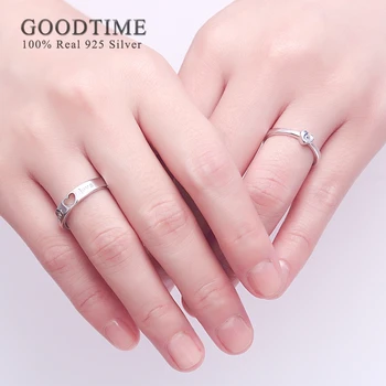 Noble Bryllup Par Ringe Af Ren 925 Sterling Sølv Ringe, Kærlighed Hjerte Zircon Jubilæum Ring Mode Tilbehør For Kæreste