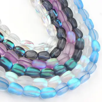 10mm Naturlig Mat Multifarvet Krystal Glas Oval Sten Perler DIY Smykker Armbånd Halskæde 15