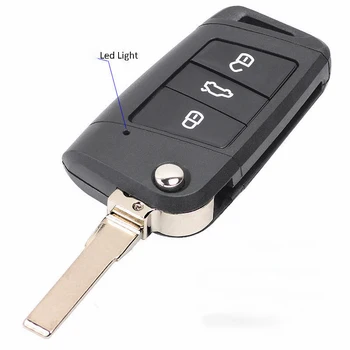 KEYECU MQB-System, Keyless-Go 315MHz ELLER 434Mhz ID48 Smart Fjernbetjening Nøgle 3-Knappen for Volkswagen Golf 7,Tiguan-2018 5G0 959 753