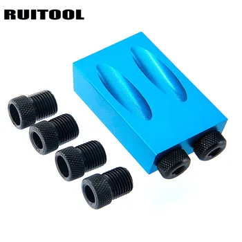 Pocket Hul Jig Kit 6/8/10mm-Drev-Adapter til Træbearbejdning Vinkel Bore Huller Guide Træ Værktøjer