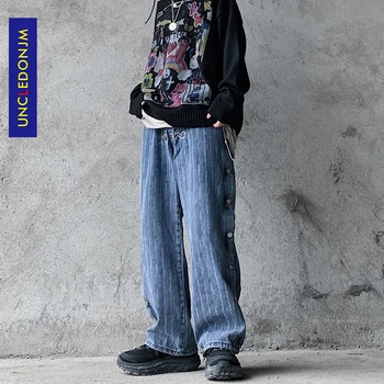 UNCLEDONJM Stribede Jeans til Mænd BF Harajuku Fashion Brand Hip-hop Cool Street Fashion Bukser biker jeans designer EN-C066