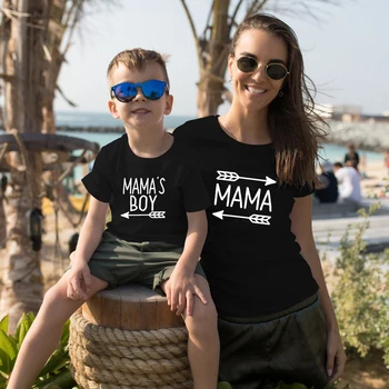 Mor og Mama ' s Boy Udskrive Mødre og Søn Matchende T-Shirts, Casual Mor Søn Sort Bomuld t-shirt Baby Boy Body Træningsdragt