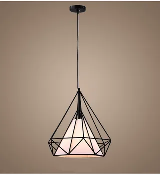 Moderne sort birdcage nordiske vedhæng lys strygejern retro, minimalistisk Skandinavisk loft pyramide pendel metal bur med E27