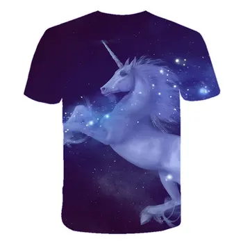 Piger t shirt i 4 til 14 år nye Unicorn t-shirt unicorn maleri 3D-print Piger tshirt Polyester unicorn t-shirt til piger 4-14T