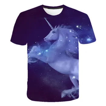 Piger t shirt i 4 til 14 år nye Unicorn t-shirt unicorn maleri 3D-print Piger tshirt Polyester unicorn t-shirt til piger 4-14T