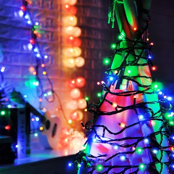 Thrisdr Sort Ledning Udendørs julelys Led String Fe Lys 100M 50M 8M Christmas fe lys Ferie Part Garland lys