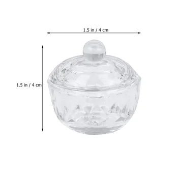 2stk Nail Art Glass Crystal Cup Mini Glas Lille Krystal Glas Lille Kop Støvtæt opbevaringsboks med Låg i Hjemmet Salon
