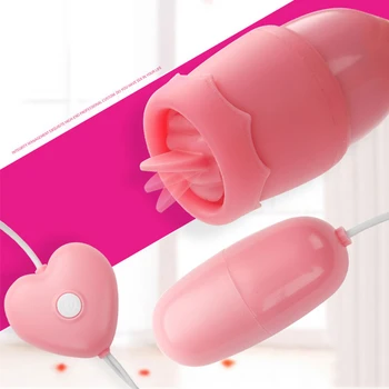 Tunge Vibratorer 10 Tilstande Vibrerende Æg G-spot Mundtlig Slikning Vibrator Sex Legetøj Par Brystvorten Vagina, Klitoris Stimulator For Kvinder
