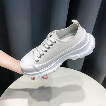 Lille hvid sko kvinder tykke såler platform lærred sko kvinder casual og komfortable øget sport kvinder sko FG-19