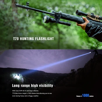 Trustfire T70 Lommelygte 2300lm LED Lommelygte Ultra Stærke Genopladelige Afstand LED Lommelygte, Til Jagt, Camping og Jagt