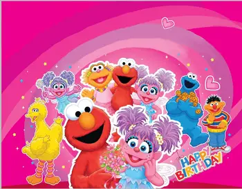 Fotografering Baggrunde Sesame Street Pink Abby Elmo Happy Birthday Party Brugerdefinerede Foto Studio Baggrund Baggrund Vinyl
