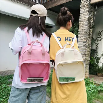Mode Teenage Piger Indstillinger Indstillinger Klare Og Gennemsigtige Kvinder Rygsæk Søde Små Ita Poser Til Skole Mini-Pink Sort Schoolbags