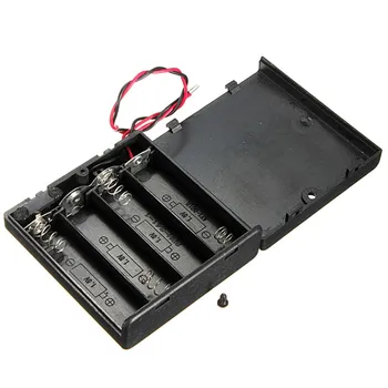 4 X AA-Batteri Indehaveren Sag Lukket Kasse OFF/ON kontakt Med Ledninger Til Rc Dele