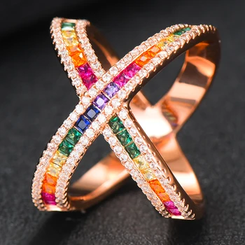 GODKI på Tværs af Luksus Part Erklæring Stabelbare Ringe Til Kvinder Bryllup Cubic Ziron CZ Bryllup Dubai Brude-Finger Ring 2019
