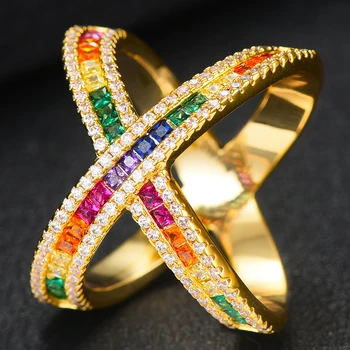 GODKI på Tværs af Luksus Part Erklæring Stabelbare Ringe Til Kvinder Bryllup Cubic Ziron CZ Bryllup Dubai Brude-Finger Ring 2019