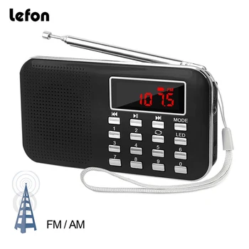 Lefon Transportabel Stereo Radio Modtager, AM FM-MP3-musikafspiller Understøtter TF SD-Kort, USB-Drev-AUX-LED-Skærm Lommelygte Mini-Radioer