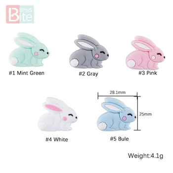 Bid Bid 5pc Bunny Silikone Perler fødevaregodkendt Silikone Perle Begyndervanskeligheder Barnet Tygger BPA Gratis Baby-Varer Mini Kanin Baby Bidering