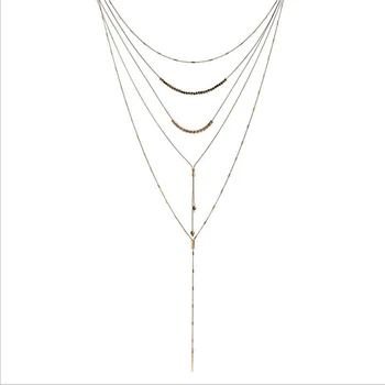 Amaiyllis Vintage Multi Layer Stabling Kæde Halskæde Til Kvinder, Etniske Perler Erklæring Vedhæng Halskæder 5 Stykker/Sæt Kravebenet