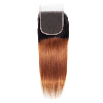 QueenLike Human Hair Produkter 3 4 Ombre Bundter Med Lukning Non Remy Farve 1B 30 Peruvianske Lige Hår Bundter Med Lukning