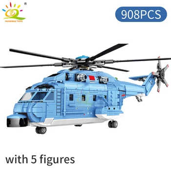 HUIQIBAO 908PCS Z-18 Hjælpeprogram, Helikoptere, Kampfly byggesten Militære Byen Papirflyver Pilot Tal Fly Mursten Legetøj Børn