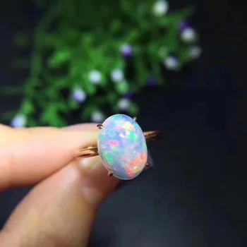 Luksus Sølv Skinnende Ring Farverige Oval Opal Ring Mode Smykker Indlæg Rhinestone Engagement Vielsesringe For Kvinder