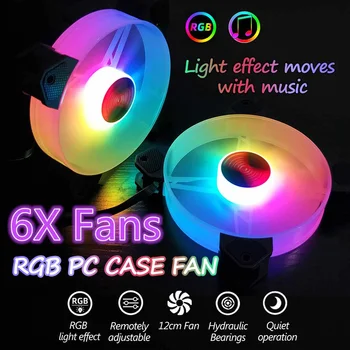 6stk Computer Køler Køling RGB-Fans Computer PC Case Fan LED RGB Justere 6pin AURA SYNKRONISERE Musik Kontrol-LED  en 120mm Fan Køler