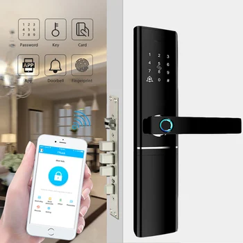 Biometriske Fingeraftryk Lås Elektronisk Sikkerhed dørlås Smart Bluetooth-app WiFi Password IC-Kort Key Knap låse