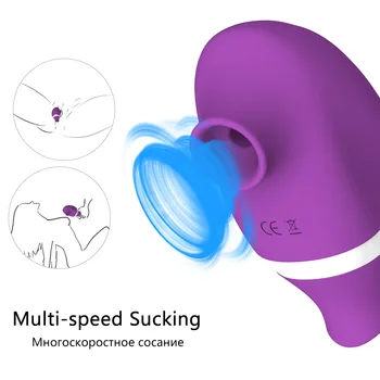 Sugende Slikning Sex Brystvorte Vibrator Klitoris Dobbelt Stimulation Tongue Sucker Silikone massageapparat Cunnilingus Sex Legetøj Til Kvinder